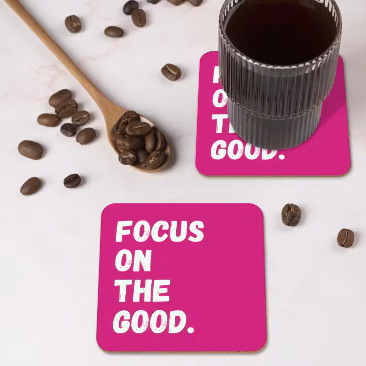 Onderzetter - Focus on the good - Roze - Simple — 4