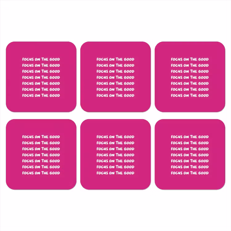 Onderzetter - Focus on the good - Roze - wit — 1
