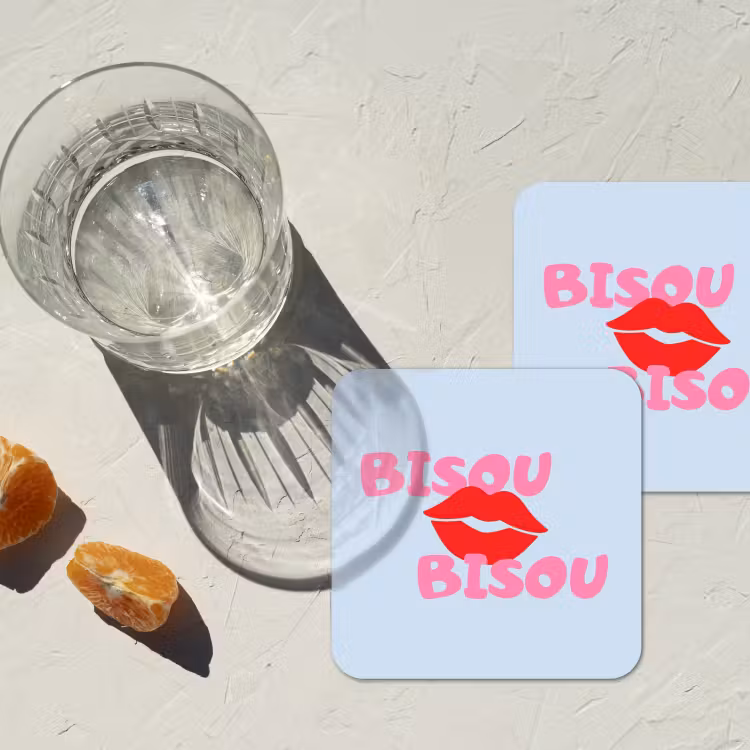 Onderzetter - Lippen - Bisou - Blauw — 3