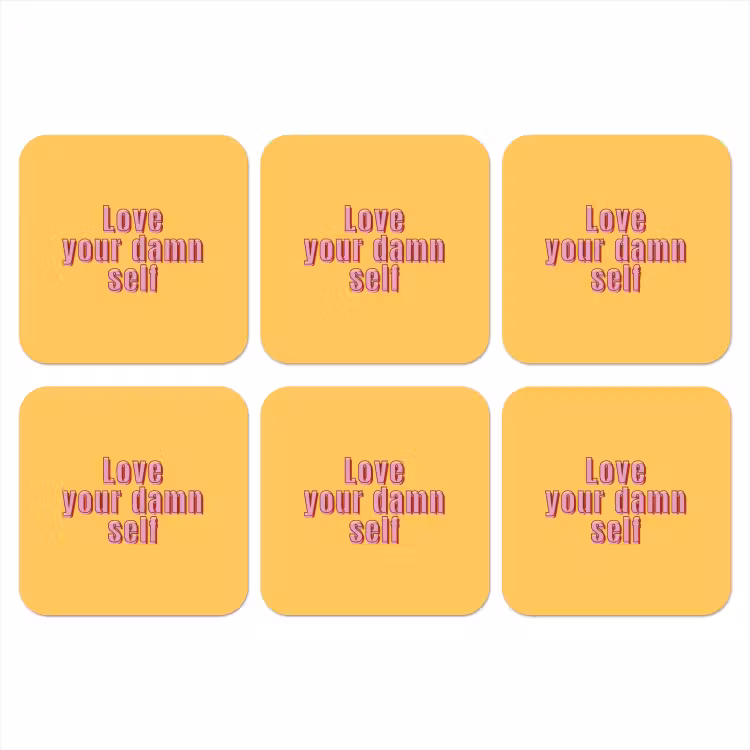 Onderzetter - Love yourself - Roze - Geel — 1