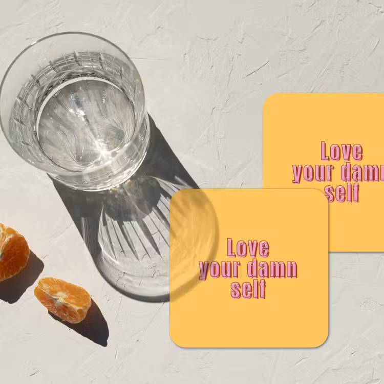 Onderzetter - Love yourself - Roze - Geel — 3
