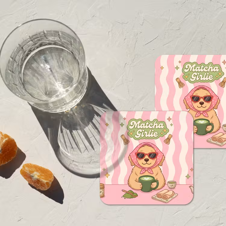 Onderzetter - Matcha - Hond - Roze - Groen — 3