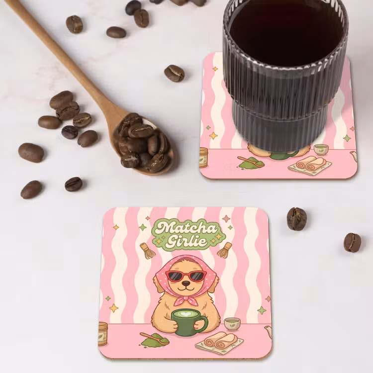 Onderzetter - Matcha - Hond - Roze - Groen — 4
