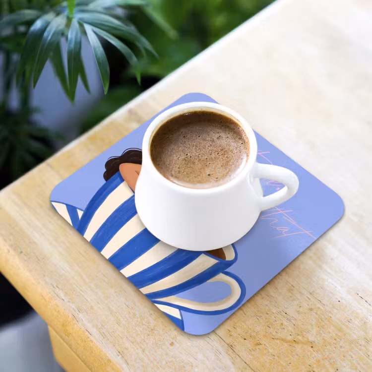 Onderzetter - Mok - Koffie - Vrouw - Paars — 2