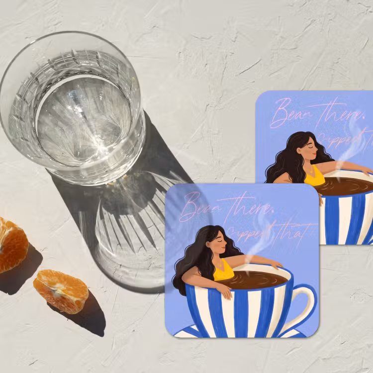 Onderzetter - Mok - Koffie - Vrouw - Paars — 3
