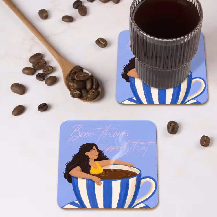 Onderzetter - Mok - Koffie - Vrouw - Paars — 4