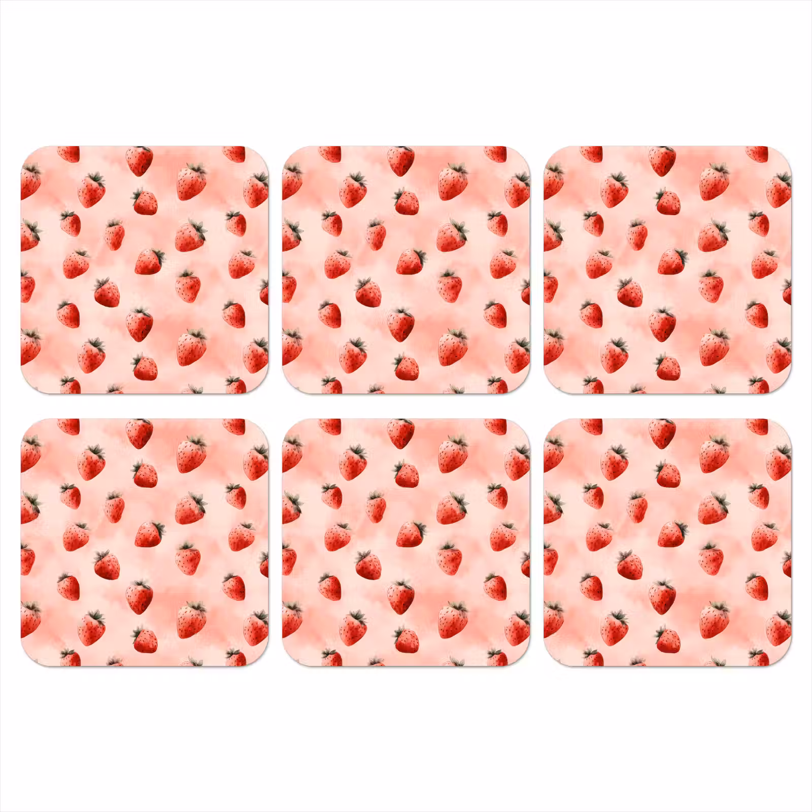 Onderzetter - Aardbei - Patroon - Roze — 1