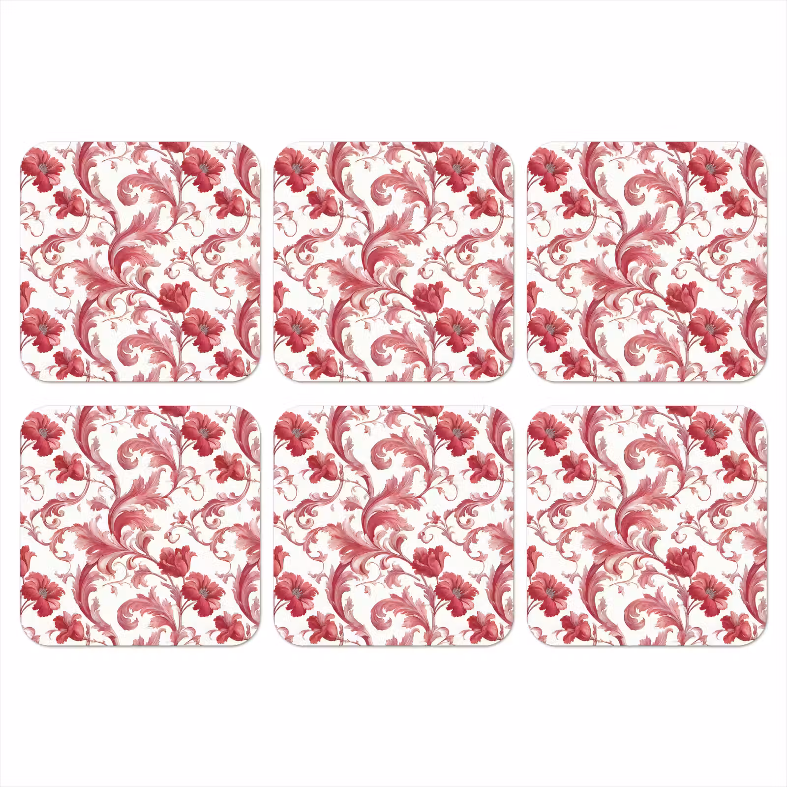 Onderzetter - Barok - Patroon - Rood — 1