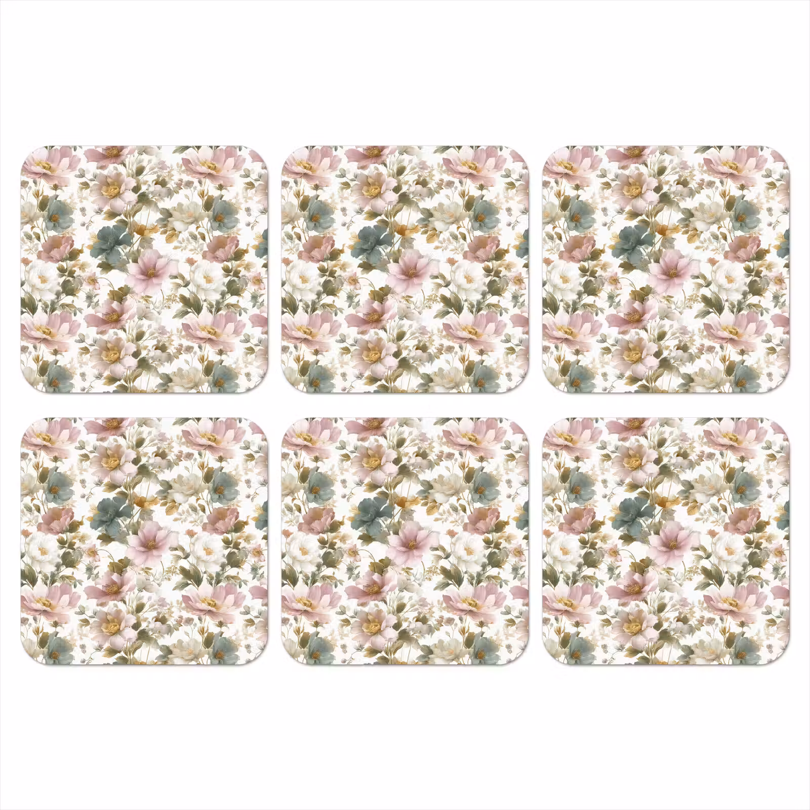 Onderzetter - Bloemen - Patroon - Pastel — 1