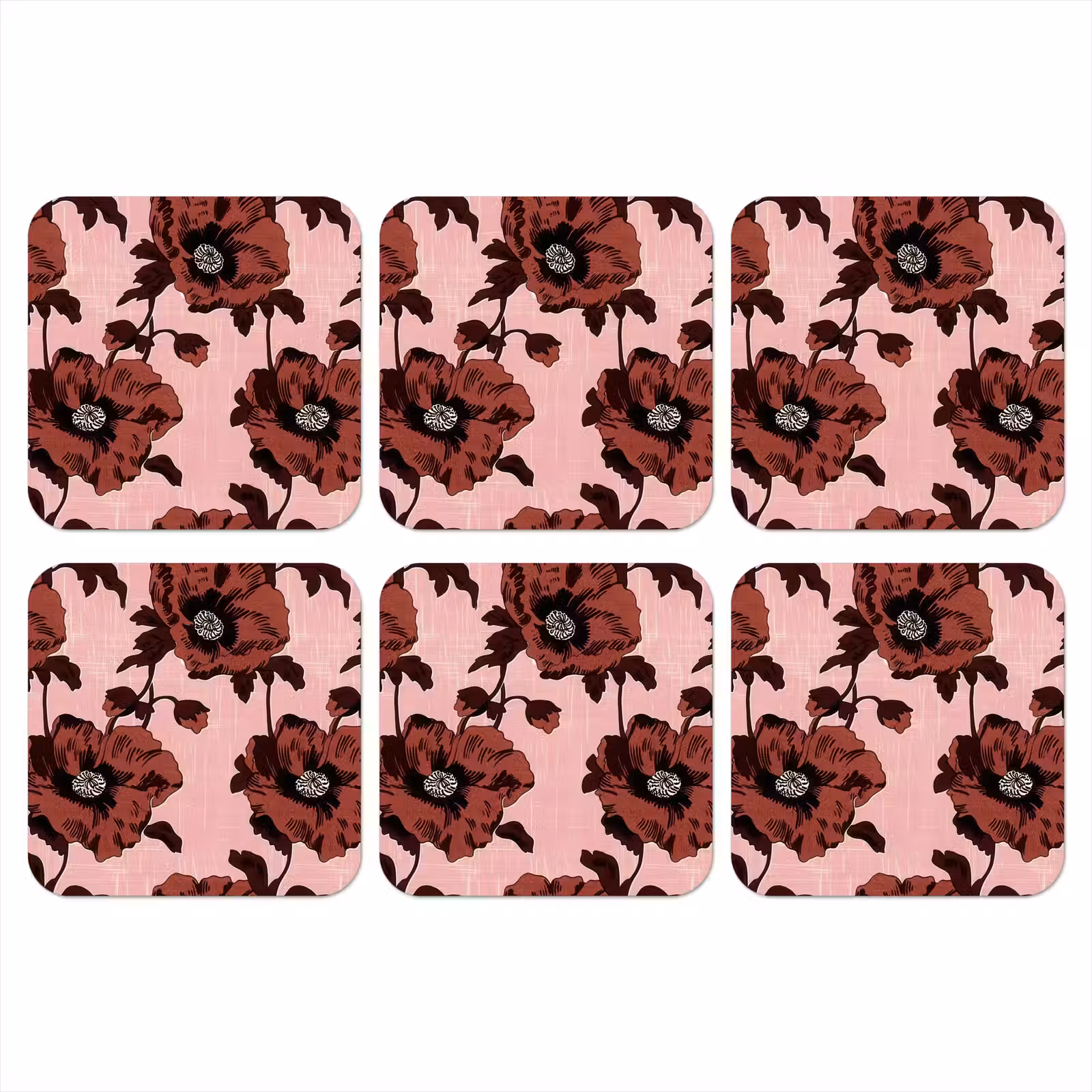Onderzetter - Bloemen - Retro - Rood — 1