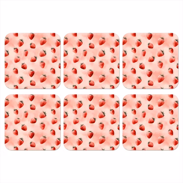 Onderzetter - Aardbei - Patroon - Roze — 1