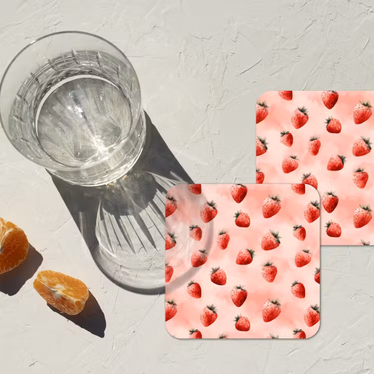 Onderzetter - Aardbei - Patroon - Roze — 3