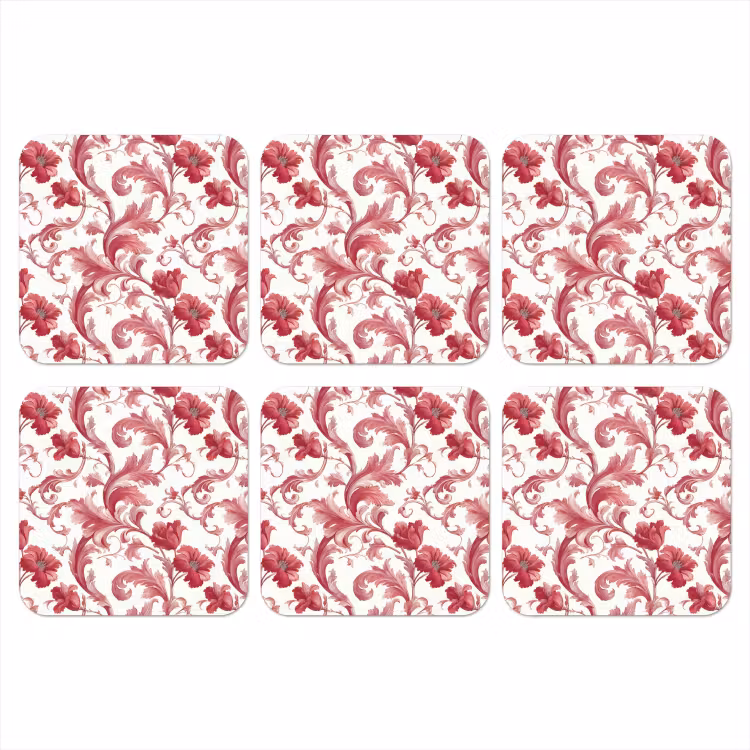 Onderzetter - Barok - Patroon - Rood — 1