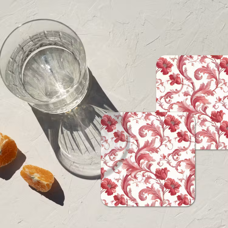 Onderzetter - Barok - Patroon - Rood — 3