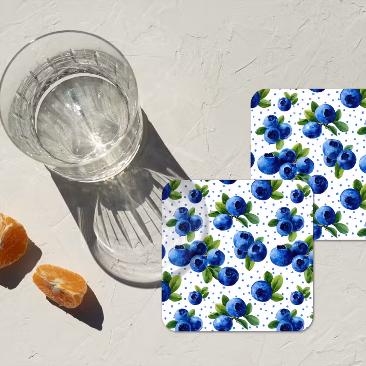 Onderzetter - Bessen - Patroon - Blauw — 3
