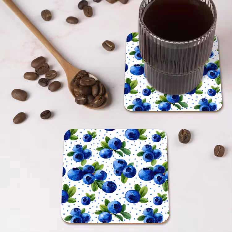 Onderzetter - Bessen - Patroon - Blauw — 4