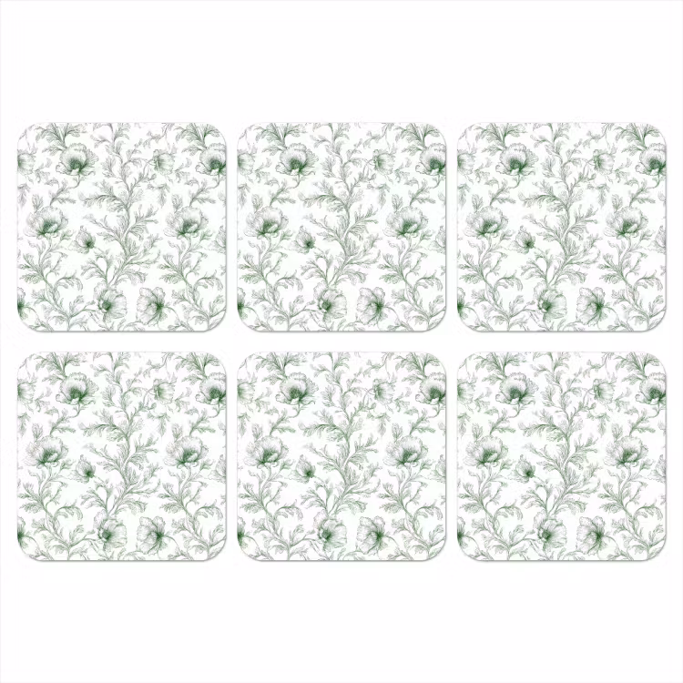 Onderzetter - Bloemen - Getekend - Groen — 1