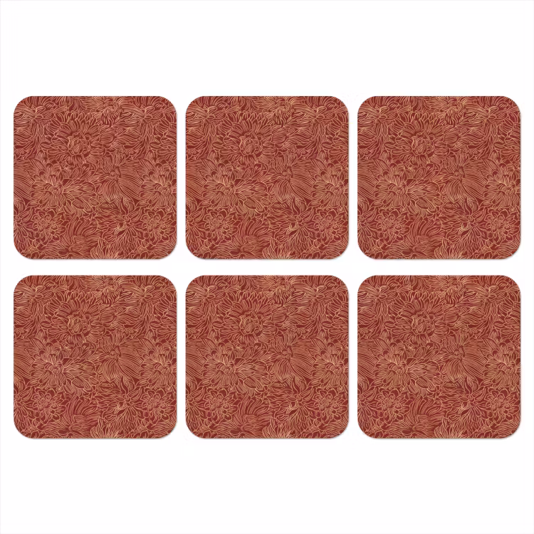 Onderzetter - Bloemen - Motief - Rood — 1