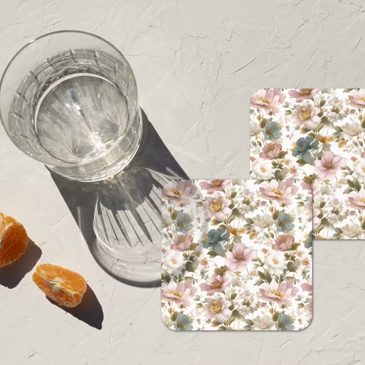 Onderzetter - Bloemen - Patroon - Pastel — 3