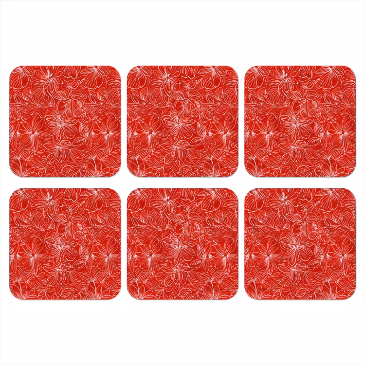 Onderzetter​ - Bloemen - Patroon - Rood — 1