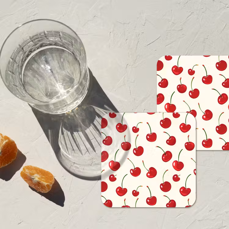 Onderzetter - Kersen - Minimalistisch - Rood — 3
