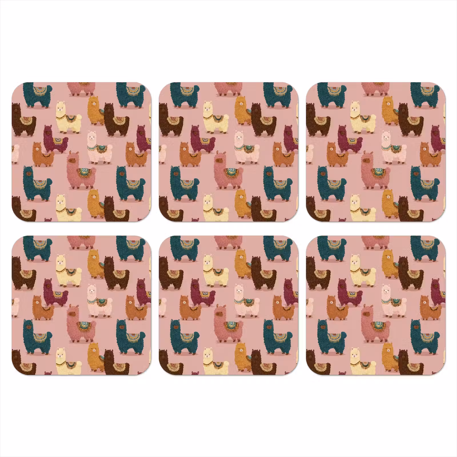 Onderzetter - Alpaca's - Patroon - Kleurrijk — 1