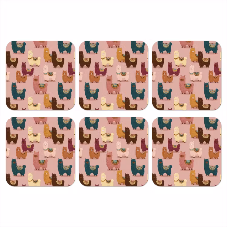 Onderzetter - Alpaca's - Patroon - Kleurrijk — 1