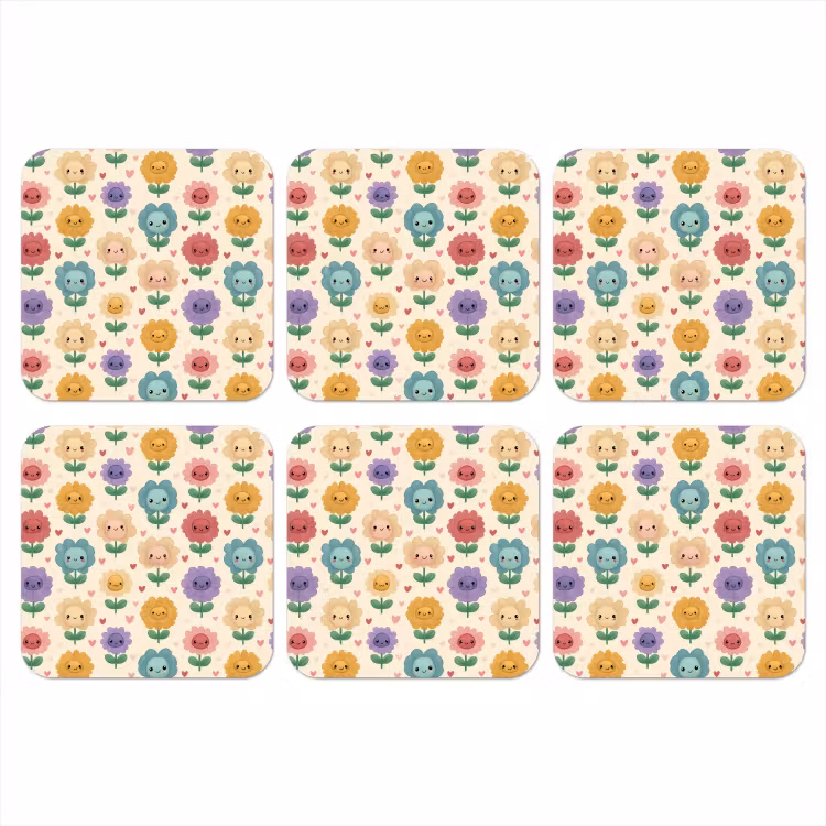 Onderzetter - Bloemen - Hartjes - Kleurrijk — 1
