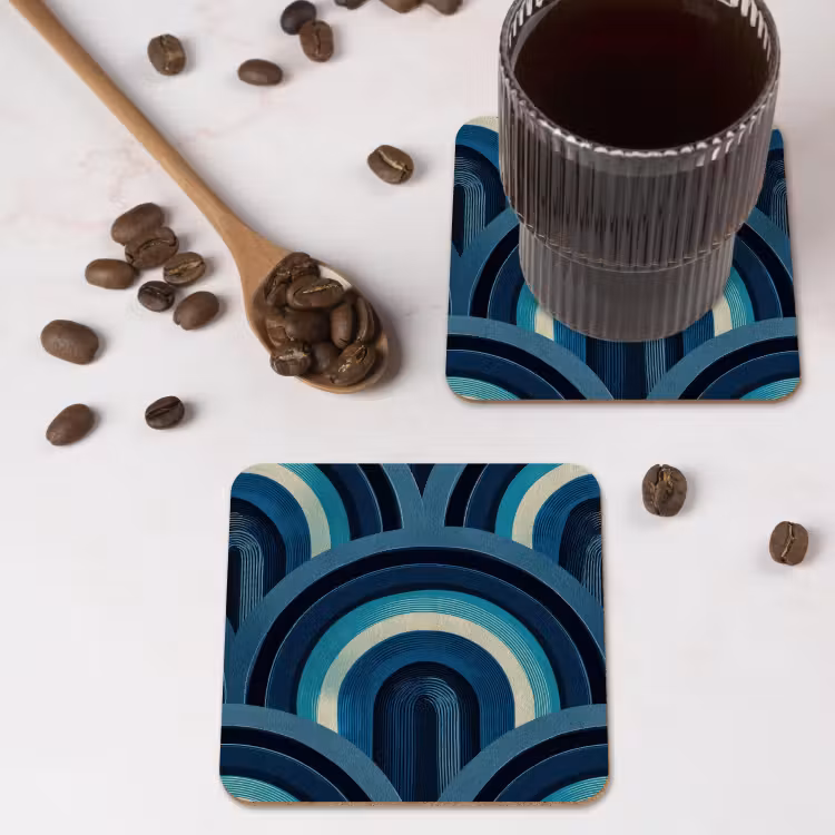 Onderzetter - Bogen - Geometrisch - Patroon - Blauw - Retro — 4
