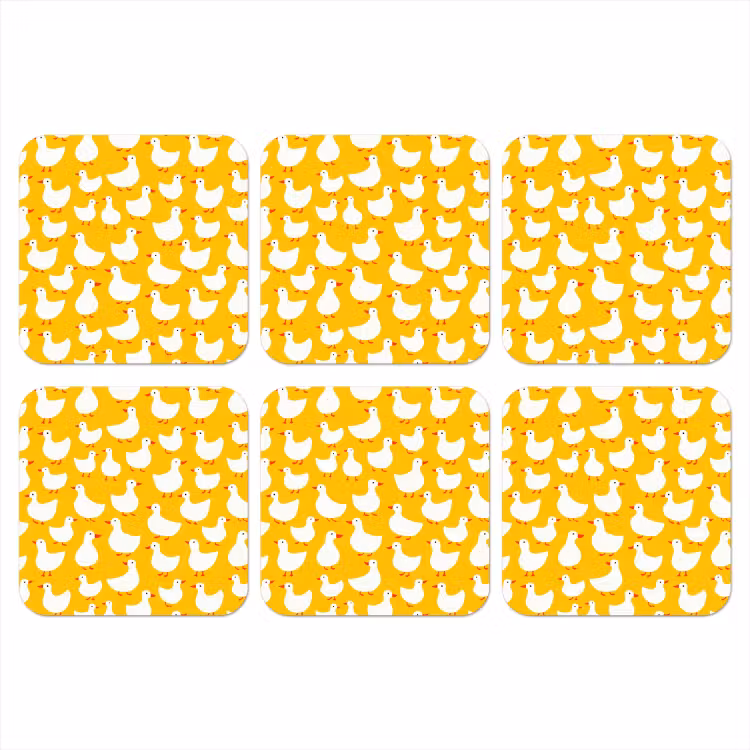 Onderzetter - Eendjes - Patroon - Geel — 1
