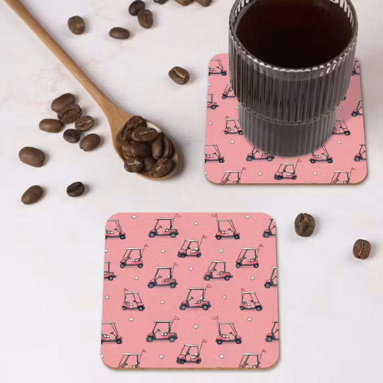 Onderzetter - Golfkar - Retro - Roze — 4