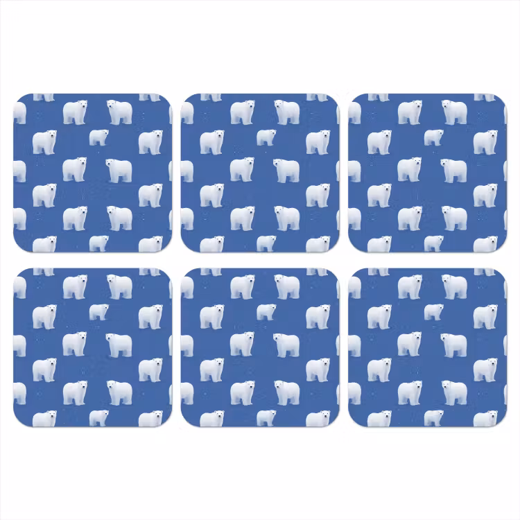 Onderzetter - IJsbeer - Patroon - Blauw — 1