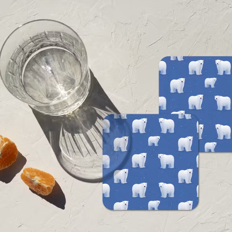 Onderzetter - IJsbeer - Patroon - Blauw — 3