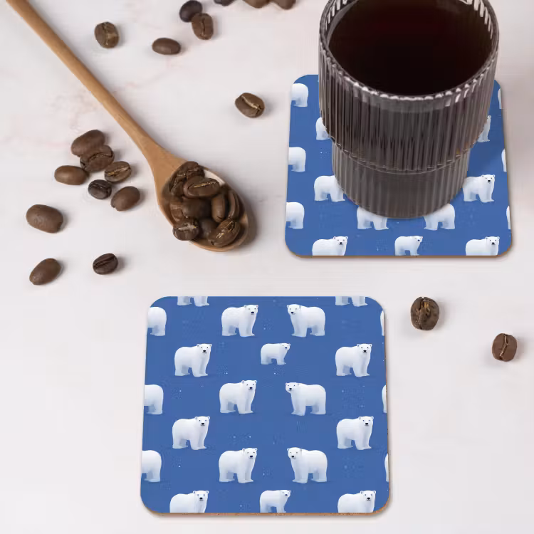 Onderzetter - IJsbeer - Patroon - Blauw — 4
