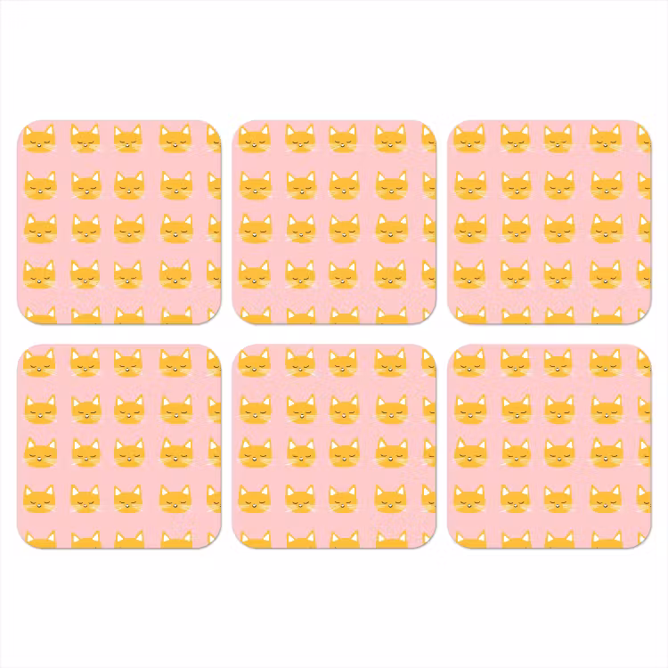 Onderzetter - Katten - Patroon - Roze — 1