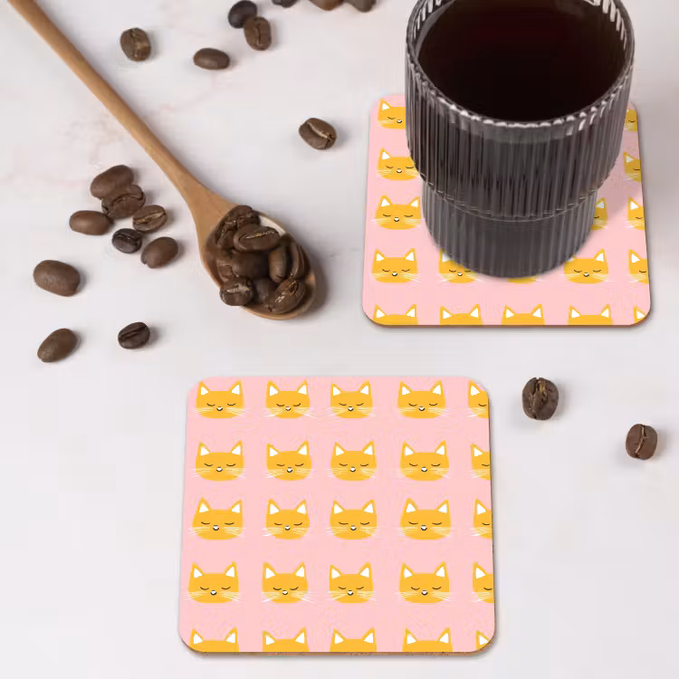 Onderzetter - Katten - Patroon - Roze — 4