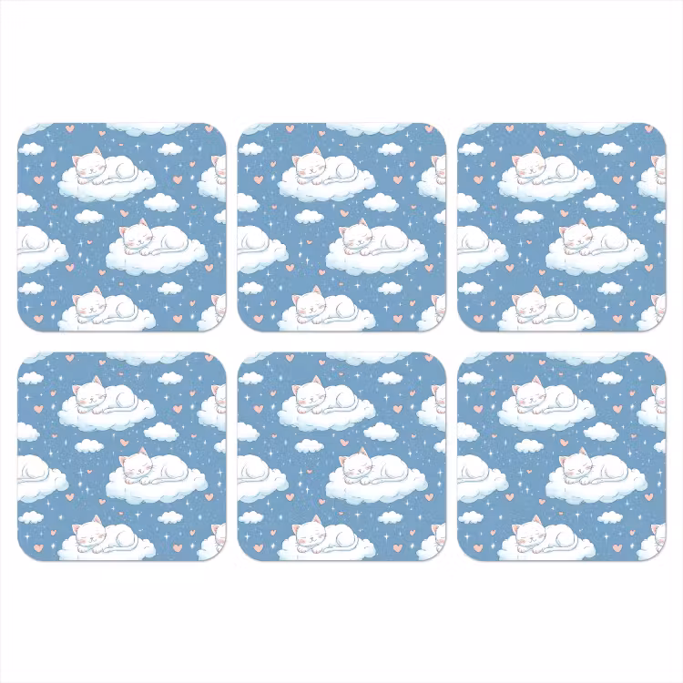 Onderzetter​ - Kitten - Wolken - Blauw — 1