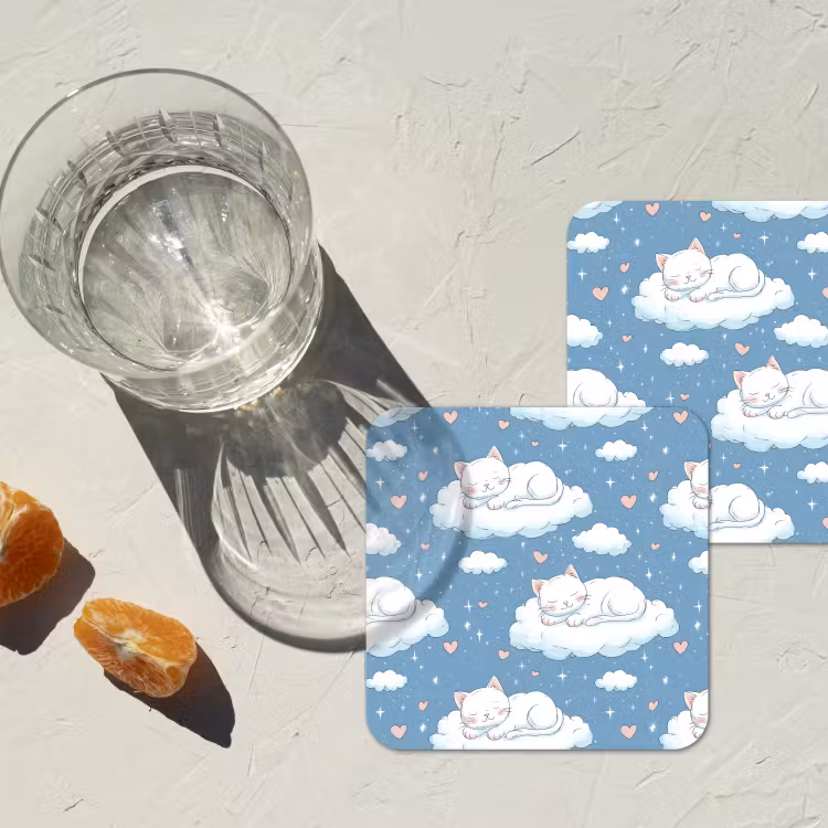 Onderzetter​ - Kitten - Wolken - Blauw — 3