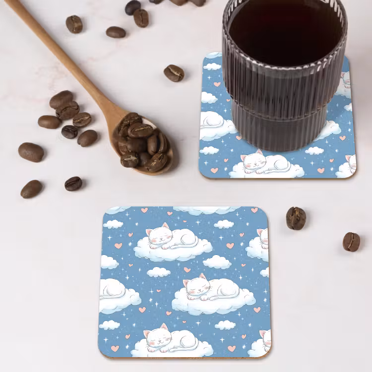 Onderzetter​ - Kitten - Wolken - Blauw — 4