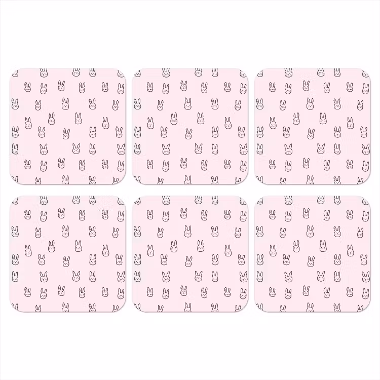 Onderzetter - Konijnen - Minimalistisch - Roze — 1