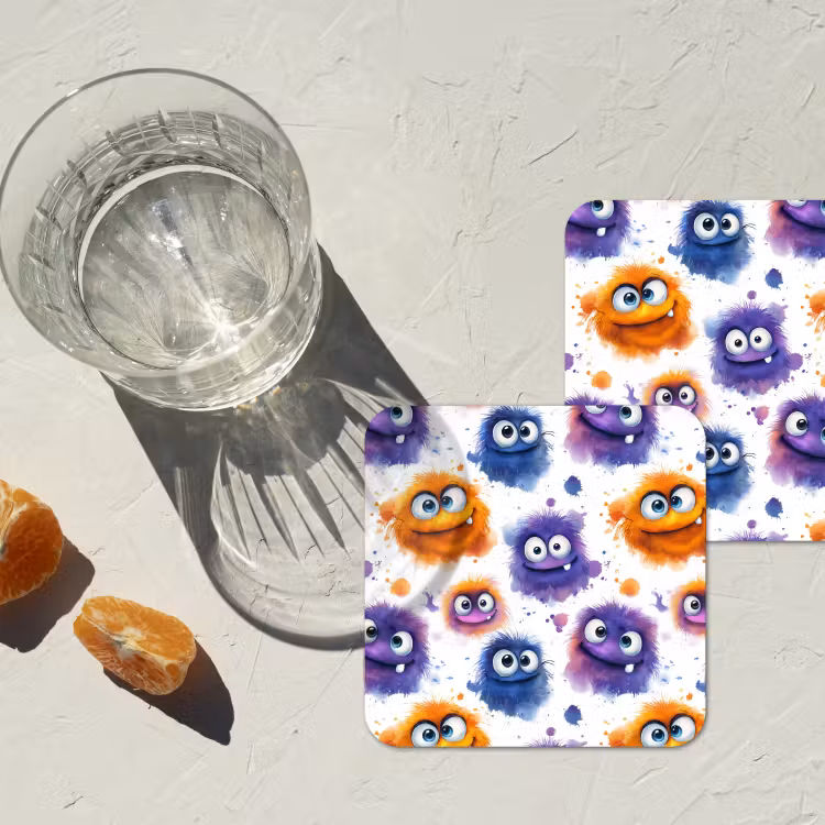 Onderzetter - Monstertjes - Aquarel - Kleurrijk — 3