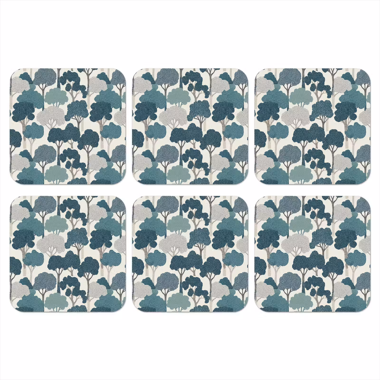 Onderzetter - Modern - Bomen - Bos - Patroon - Blauw — 1