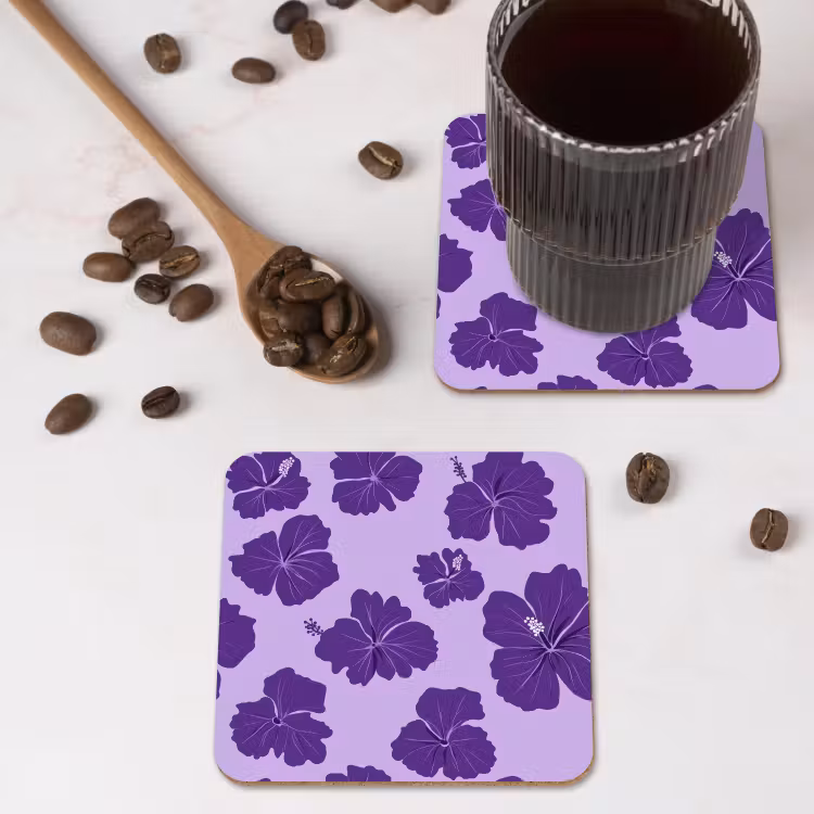 Onderzetter - Hibiscus - Bloemen - Paars — 4
