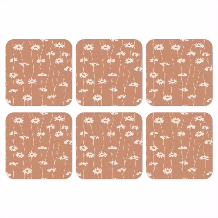 Onderzetter - Madeliefjes - Subtiel - Terracotta — 1