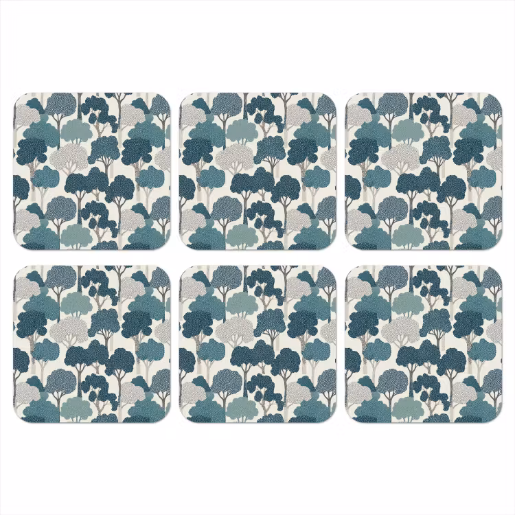 Onderzetter - Modern - Bomen - Bos - Patroon - Blauw — 1