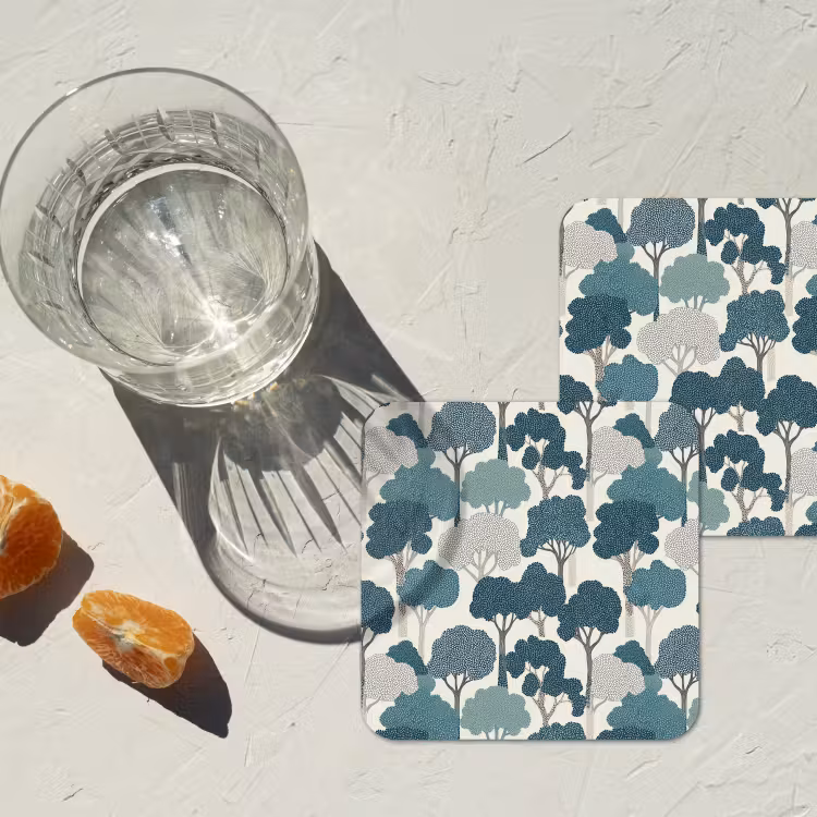 Onderzetter - Modern - Bomen - Bos - Patroon - Blauw — 3