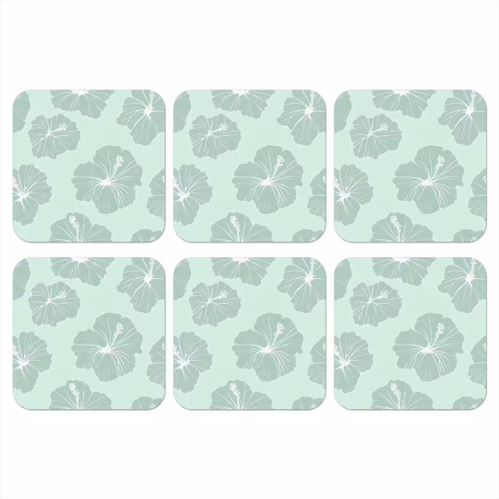 Onderzetter - Bloemen - Hibiscus - Mint — 1