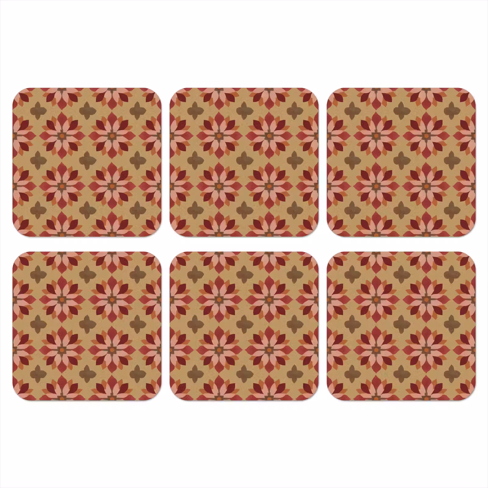 Onderzetter - Bloemen - Retro - Groen — 1