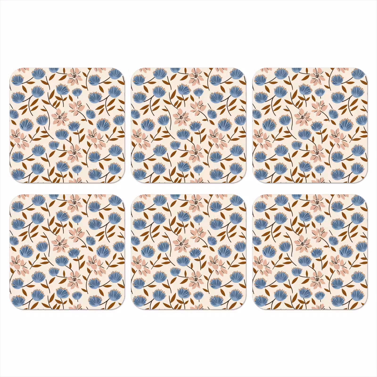 Onderzetter - Bloemen - Wild - Blauw — 1