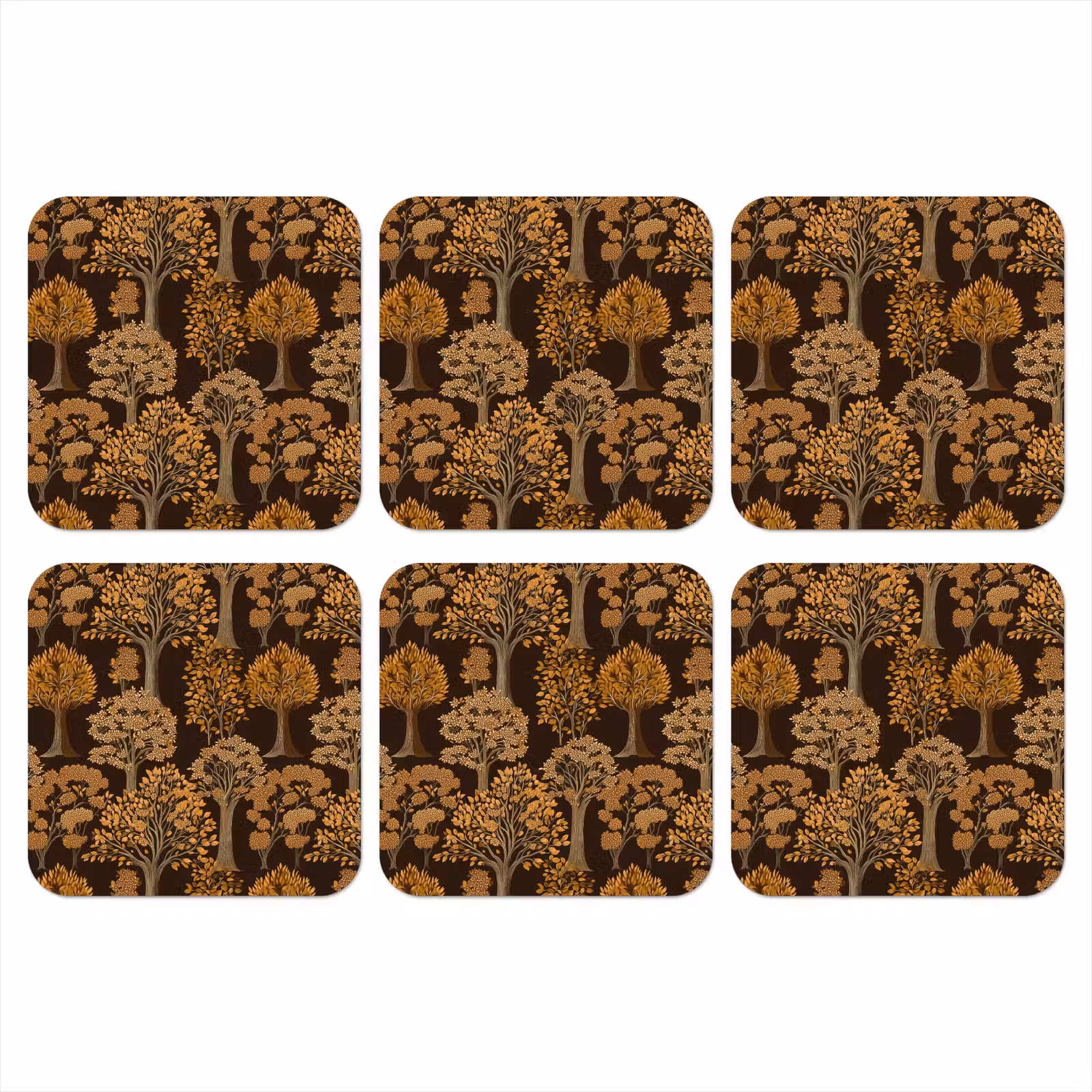 Onderzetter - Bomen - Patroon - Bruin — 1